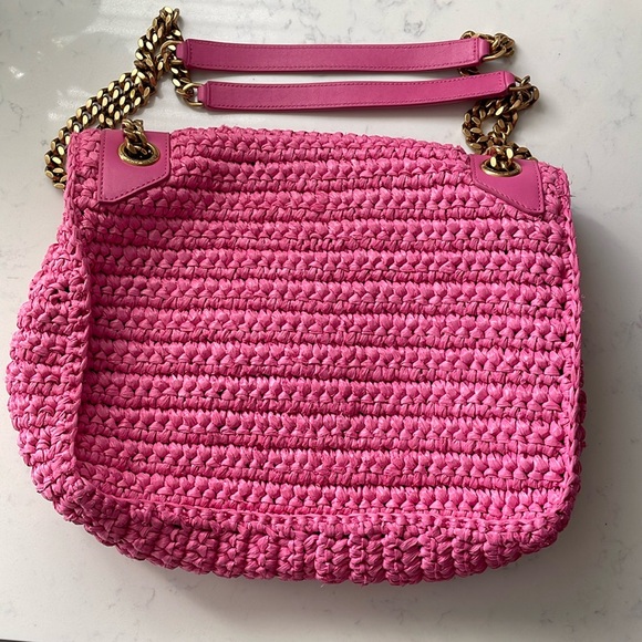 YSL medium Niki pink raffia shoulder bag - Picture 12 of 17